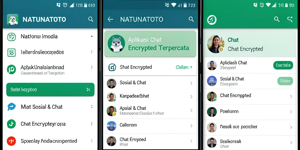 Tampilan antarmuka aplikasi NATUNATOTO untuk komunikasi chat terenkripsi.