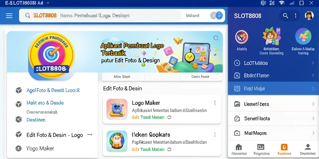 Tampilan antarmuka SLOT8808 saat mendesain logo yang menarik.